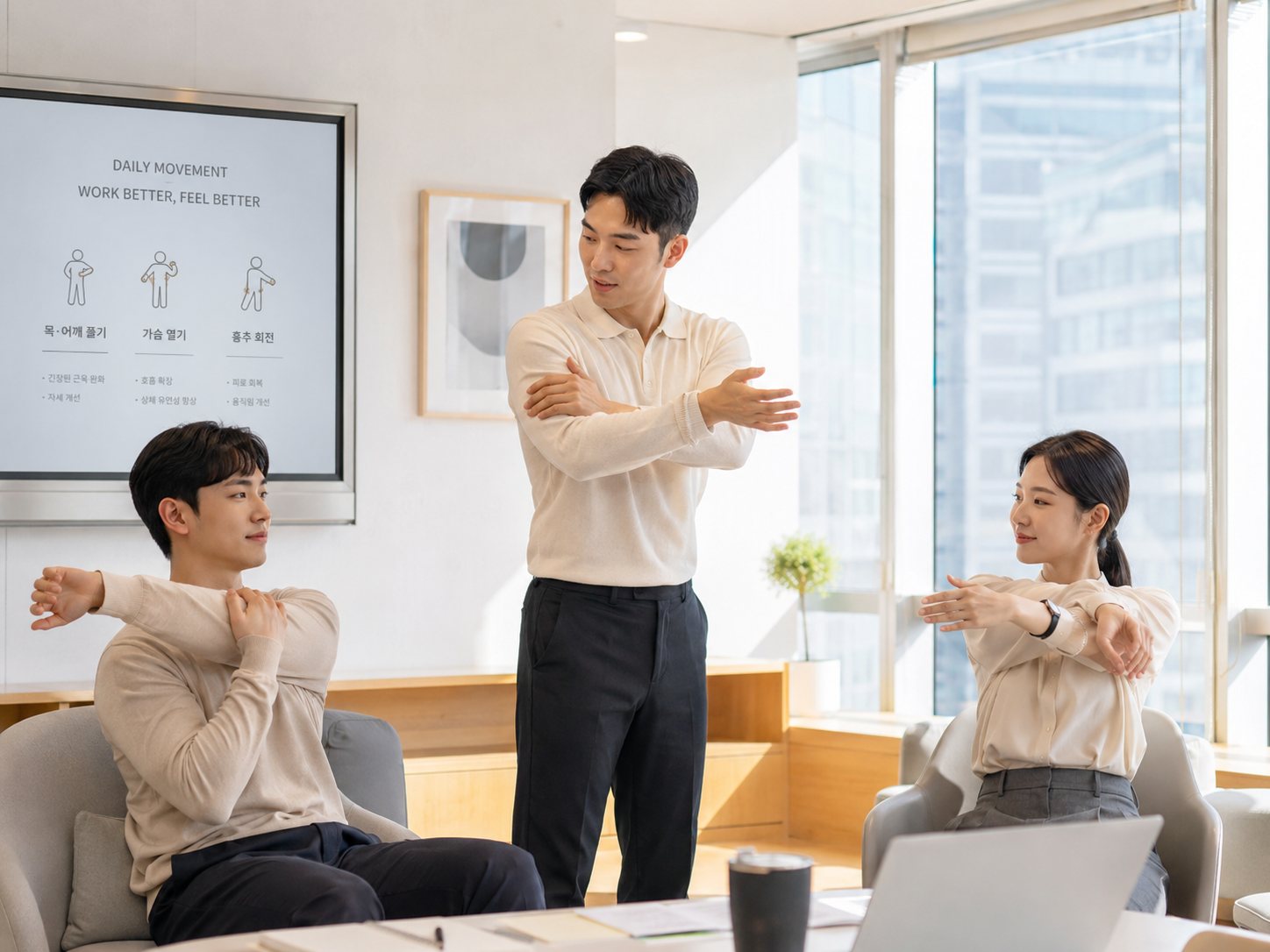 기업 임직원에게 맞춤 운동을 지도하는 운동전문가